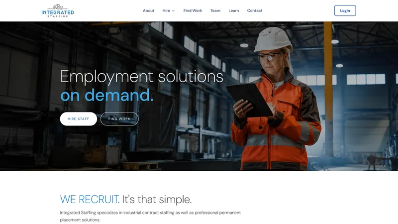 Integrated Staffing website homepage